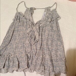 Chic Ruffle Floral Blouse in Blue